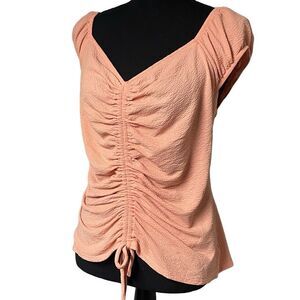 the general good Peach Textured Strappy Back Cinched Front Top N0473